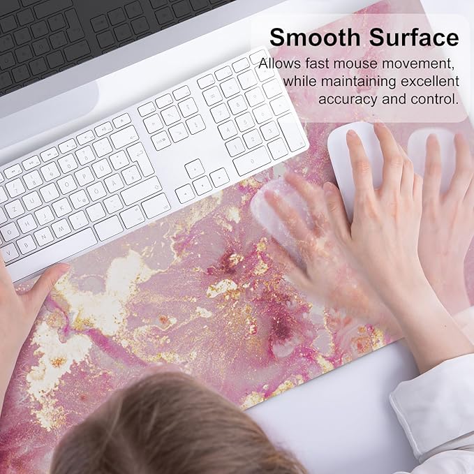 QIYI Large Mouse Pad, Cute Pink Desk Mat - Image 3