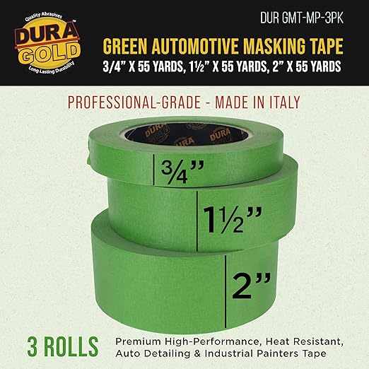 Dura-Gold Green Automotive Masking Tape 3/4, 2 Inch, 1 Roll Each - Image 2