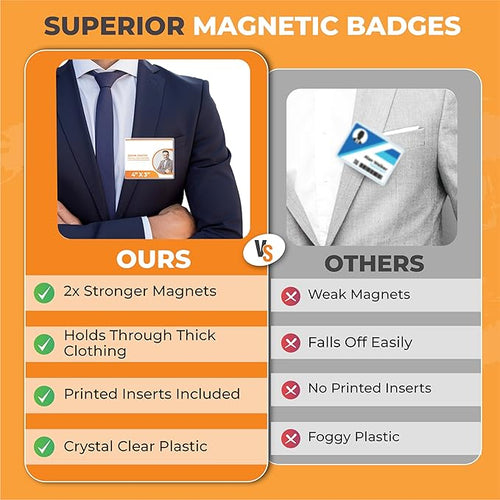 100 Pack of 4x3 Magnetic Name Badge Holders Customizable Magnetic Name Tags - Image 2