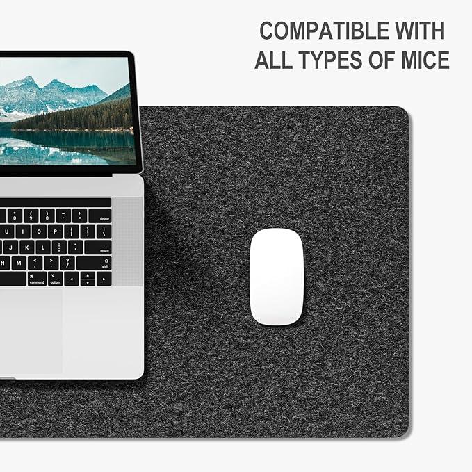 Auhoahsil Felt Desk Mat, Minimalist Large Mouse Pad XXL 35.5 x 15.7 in - Image 4