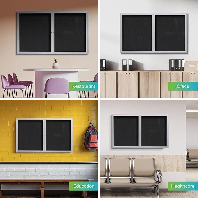 Ghent 36" x 48" 2-Door indoor Enclosed Recycled Rubber Bulletin Board, Shatter - Image 4