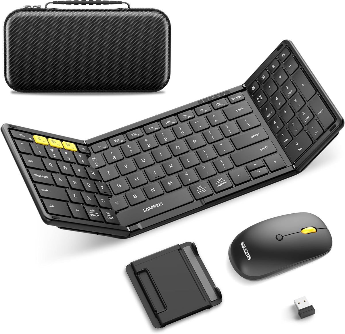 Foldable Keyboard and Mouse, Samsers Folding Bluetooth Keyboard Combo, 2.4G +...