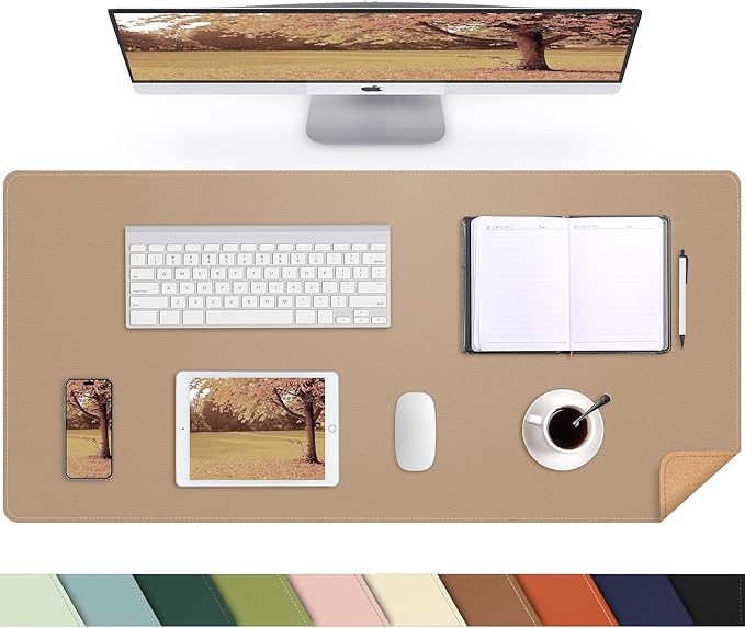 AFIING Leather Desk pad Protector, Large Desk mat by AFIING