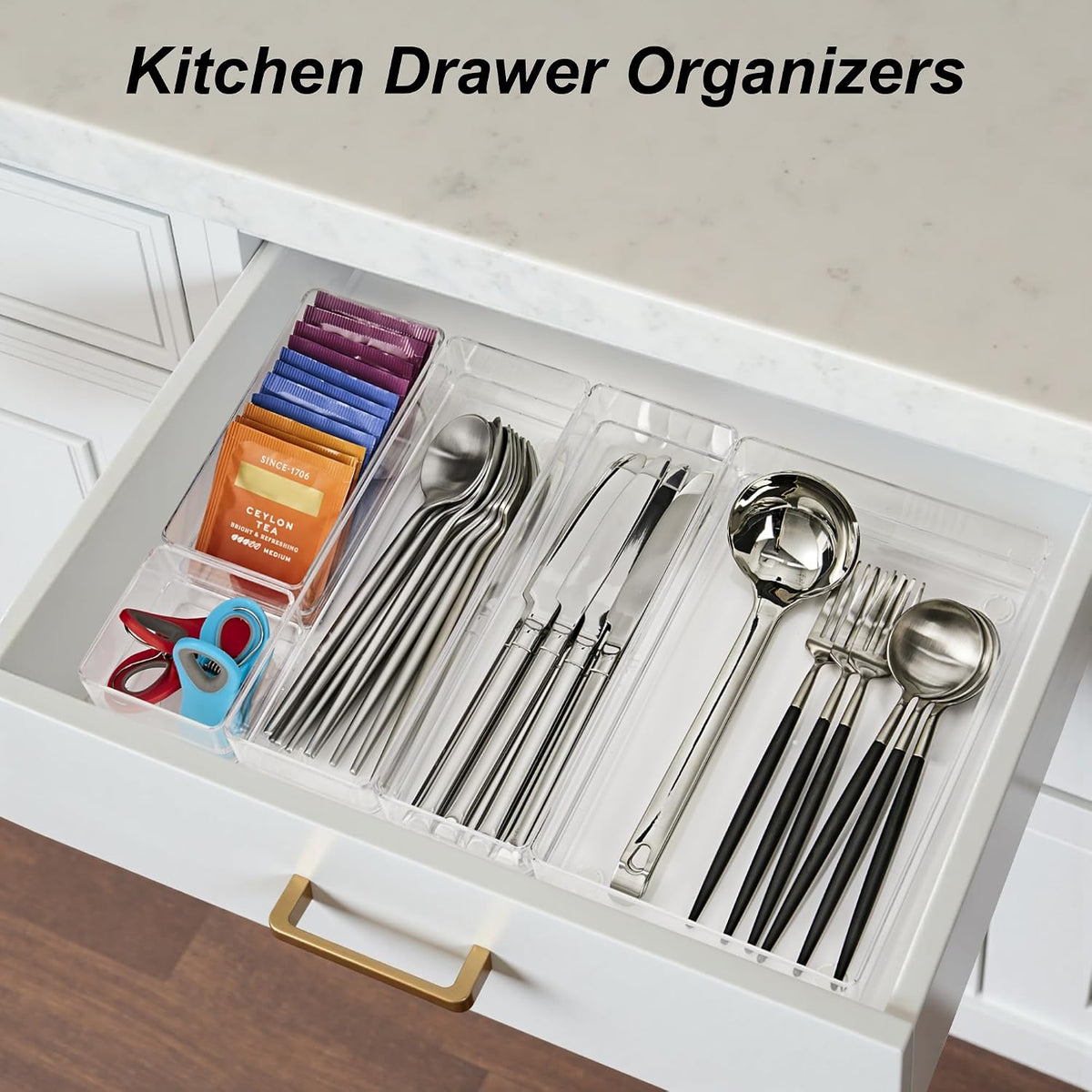 SMARTAKE 25 PCS Drawer Organizer, 4-Size Desk Drawer Organizer Trays
