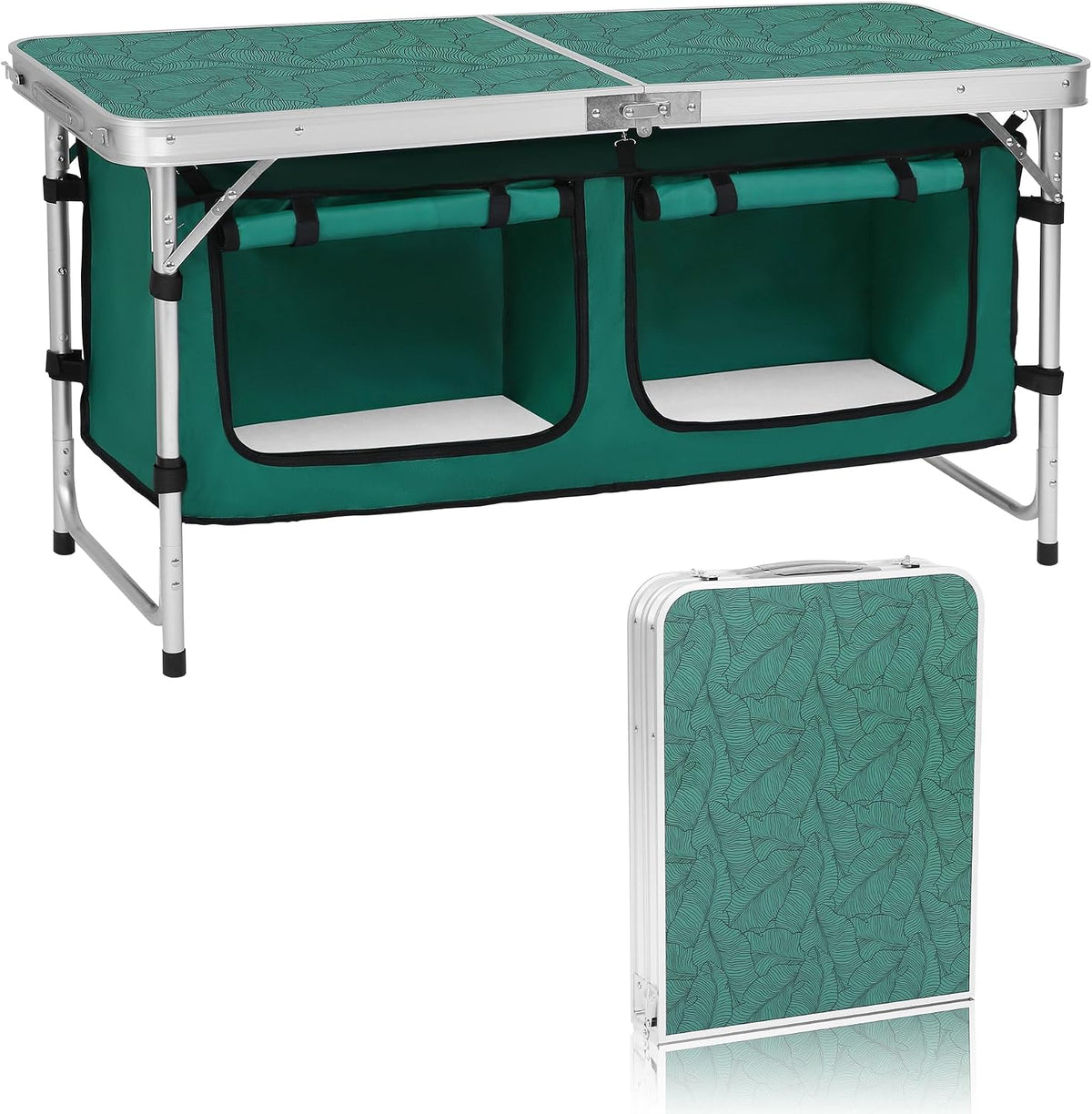 Camp Field Camping Folding Aluminum Table with Adjustable Legs for Outdoor Tr...