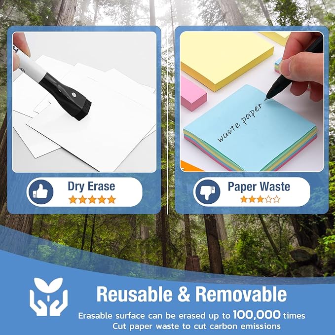 HOMiDEK Reusable Magnetic Sticky Notes, Dry Erase Magnets Magnetic Labels - Image 6
