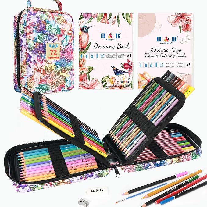 H & B Art Supplies, 72 Pack Drawing Supplies by HB