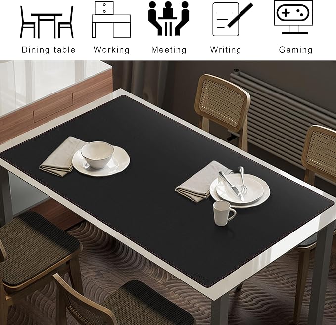 ZORESYN Large PU Leather Desk Mat Black 51.2x27.6 Inches, Waterproof Gaming - Image 3