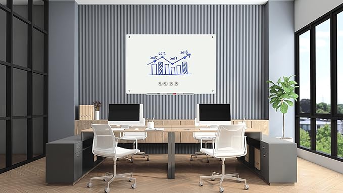 J&J worldwide Glass Whiteboard 47"x35", Magnetic White Board Glass Dry Erase - Image 4