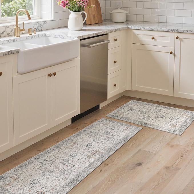 GENIMO Runner Rug 2PCs, Machine Washable Non Slip Vintage Hallway Runner Rug - Image 3
