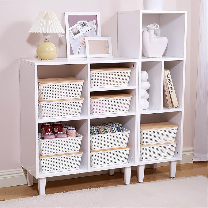 Anywish Storage Bins with Lids 8 Packs, Plastic Storage Bins with Bamboo Lids - Image 7