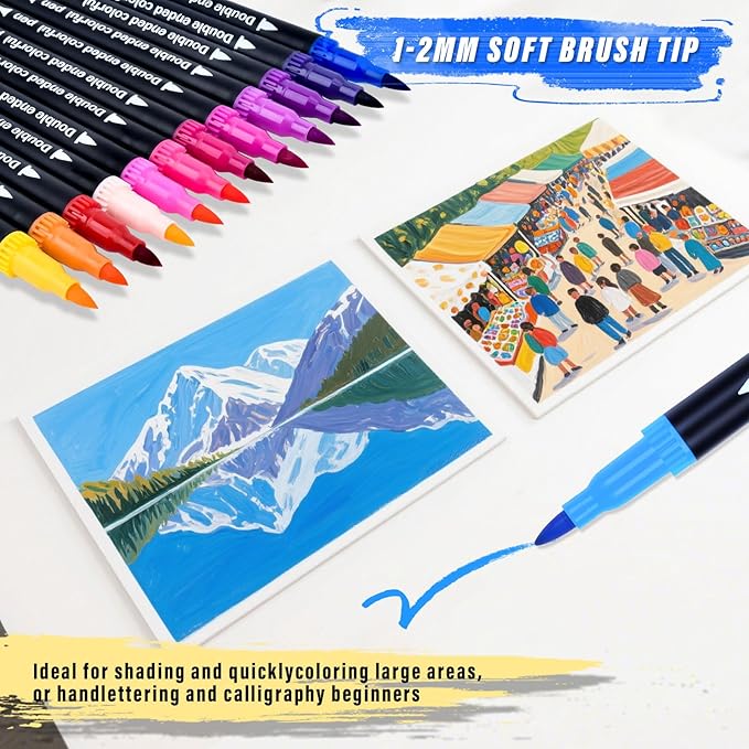 Keukenket 72 Colors Dual Markers Brush Pens, 0.4MM Fine Point Art Marker - Image 4