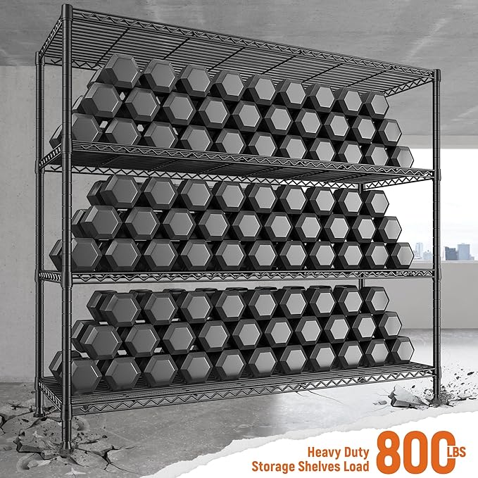 REIBII Storage Shelves 45.3''W Wire Shelving Unit 4 Tier Metal Shelves - Image 5