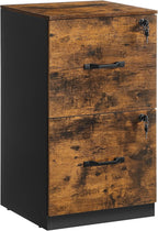 VASAGLE CUSTOS Collection - 2 Drawers File Cabinet with Lock, Printer Stand, Office Filing Cabinet Organizer, for A4 and Letter Size Documents, Rustic Brown UOFC061KD01