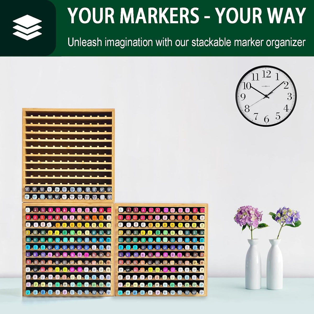 minboo marker organizer for 144 markers, bamboo art, package contents