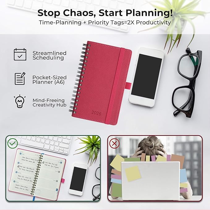 IN-LUXPRO Planner 2026 Daily Weekly and Monthly, 6.5"x3.75", 12 Months Spiral - Image 8