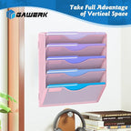 Gawerk 5 Tier Hanging Wall File Organizer, Mesh Mail Paper Orgnization Hanging - Image 4