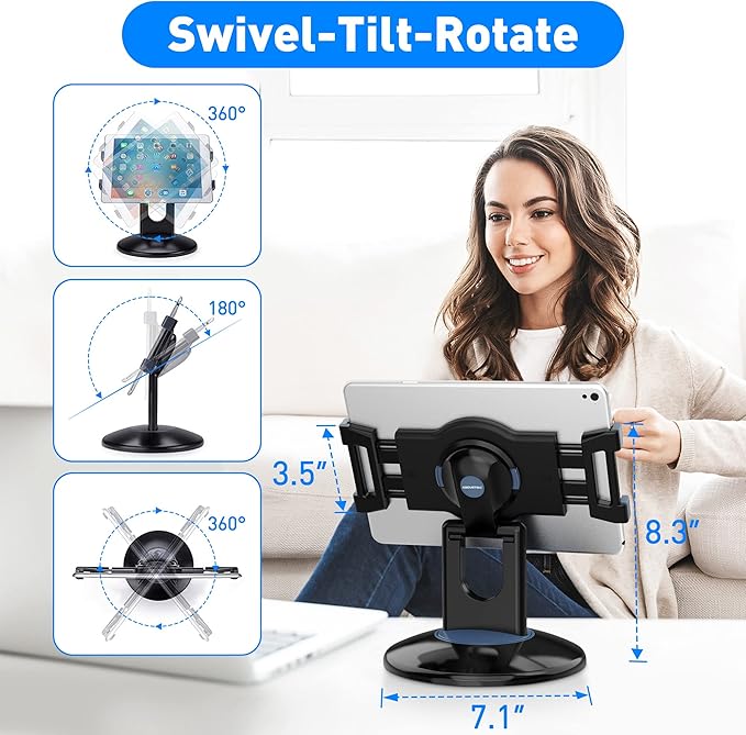 AboveTEK Retail Kiosk iPad Stand, 360° Rotating Commercial POS Tablet Stand - Image 4