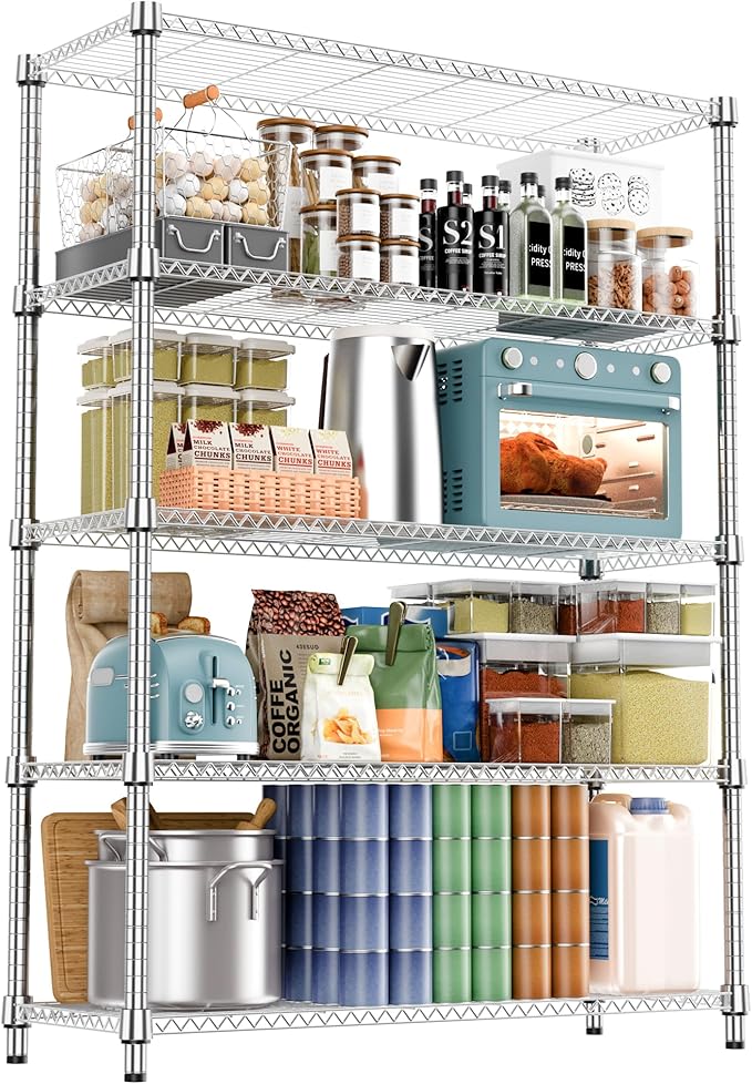 M MZG 5 Tiers Shelf 1750 lbs Steel Storage Shelving Utility Shelving Unit Steel by MEIGAOPLASTICANDMETALHKCOLIMITED