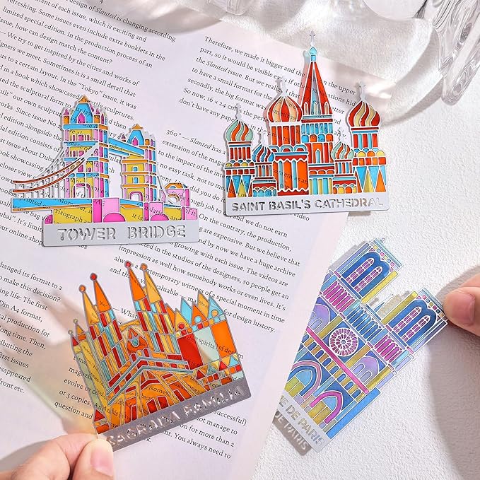 4pcs Metal Bookmarks with Transparent Design, Cute Book Marks - Image 5