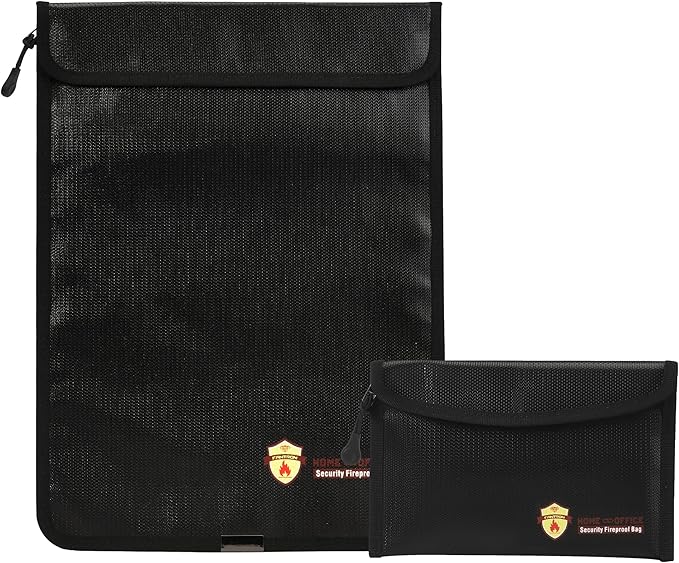 2 Pcs Fireproof Waterproof Document Bag – Fire & Waterproof Money Pouchfor by Unknown