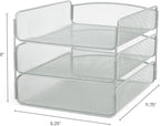 Safco Onyx Desktop Organizer, 3-Tier Paper Tray, Durable Steel Mesh Construction - Image 2
