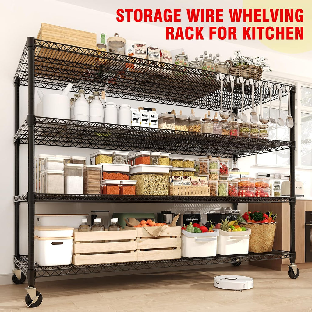garvee 4-tiers storage shelves 2640lbs heavy duty metal showing dimensions