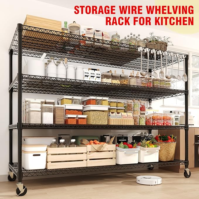 MilleLoom 4 Tier Industrial Storage Shelving Unit 2640LBS Capacity, Heavy Duty - Image 6