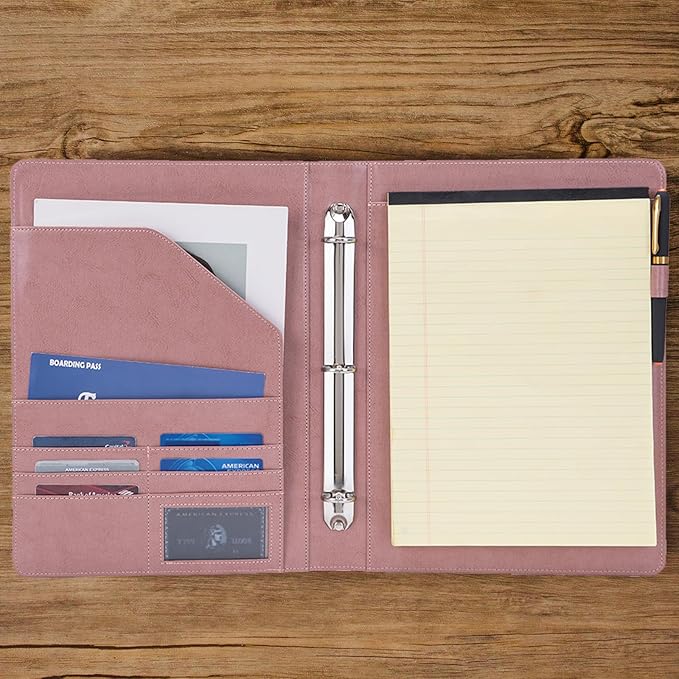 Geslun Vegan Leather 3 Ring Binder, 8.5 x 11 Letter Size Folio - Image 7