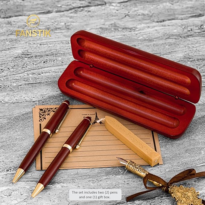 FANSTIK Customized Cherrywood Double Ballpoint Pen Set - Image 7