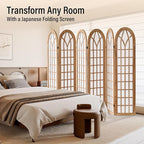 ALeesing Folding Room Divider Privacy Screen Freestanding 6-Panel Shoji Style - Image 7