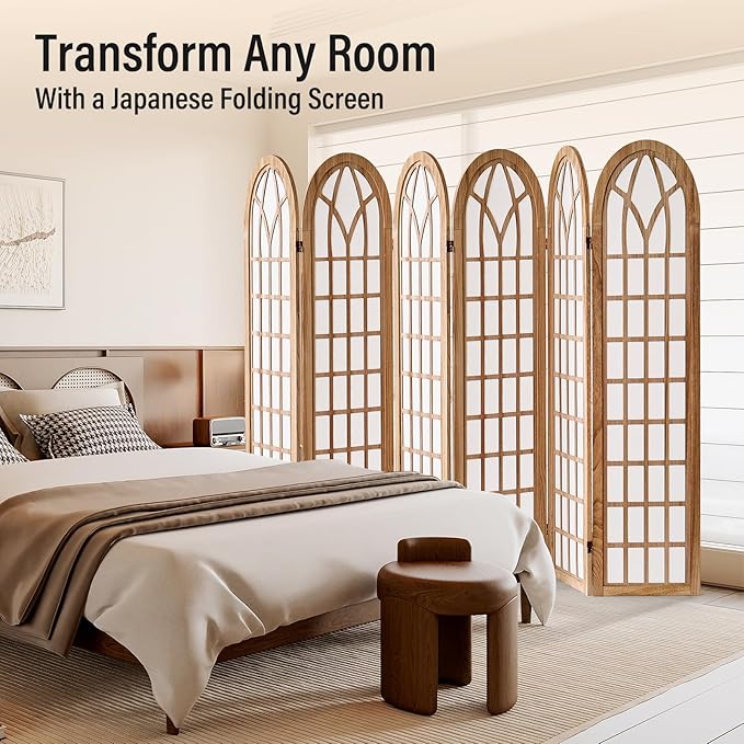 ALeesing Folding Room Divider Privacy Screen Freestanding 6-Panel Shoji Style - Image 7