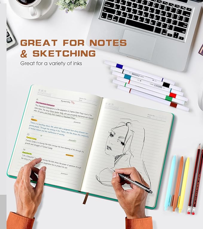 Biuwory Lined Journal Notebook for Women Men, 256 Pages B5 Large Hardcover - Image 5