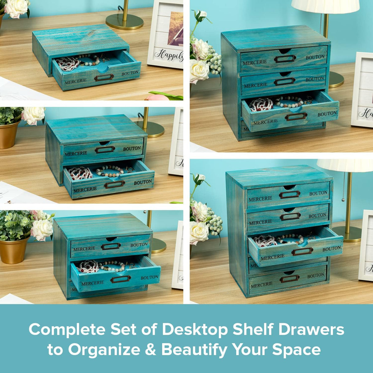5-piece Full Matching Set Turquoise Wooden Cabinets,European Country Style De...