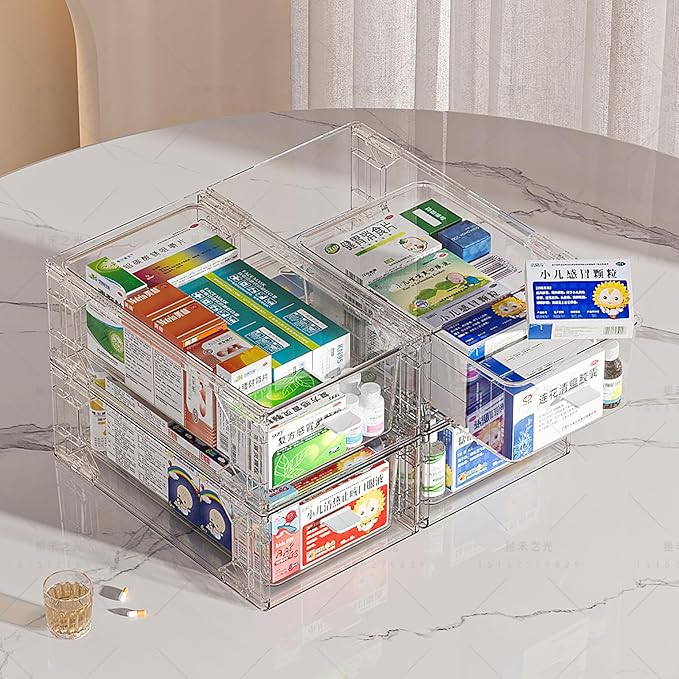 Sgoostood 6 Pack Stackable Organizer Drawers, Transparent Drawer in Home - Image 5