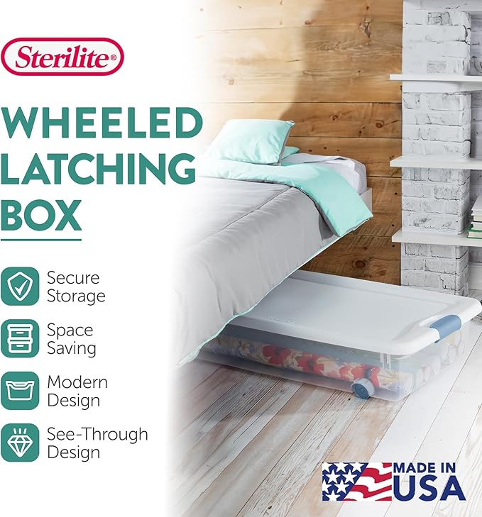 Sterilite 4-Pack Latching Box, Under Bed Storage Bins - Image 3