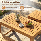 tangkula acacia wood outdoor coffee table with stools, side view