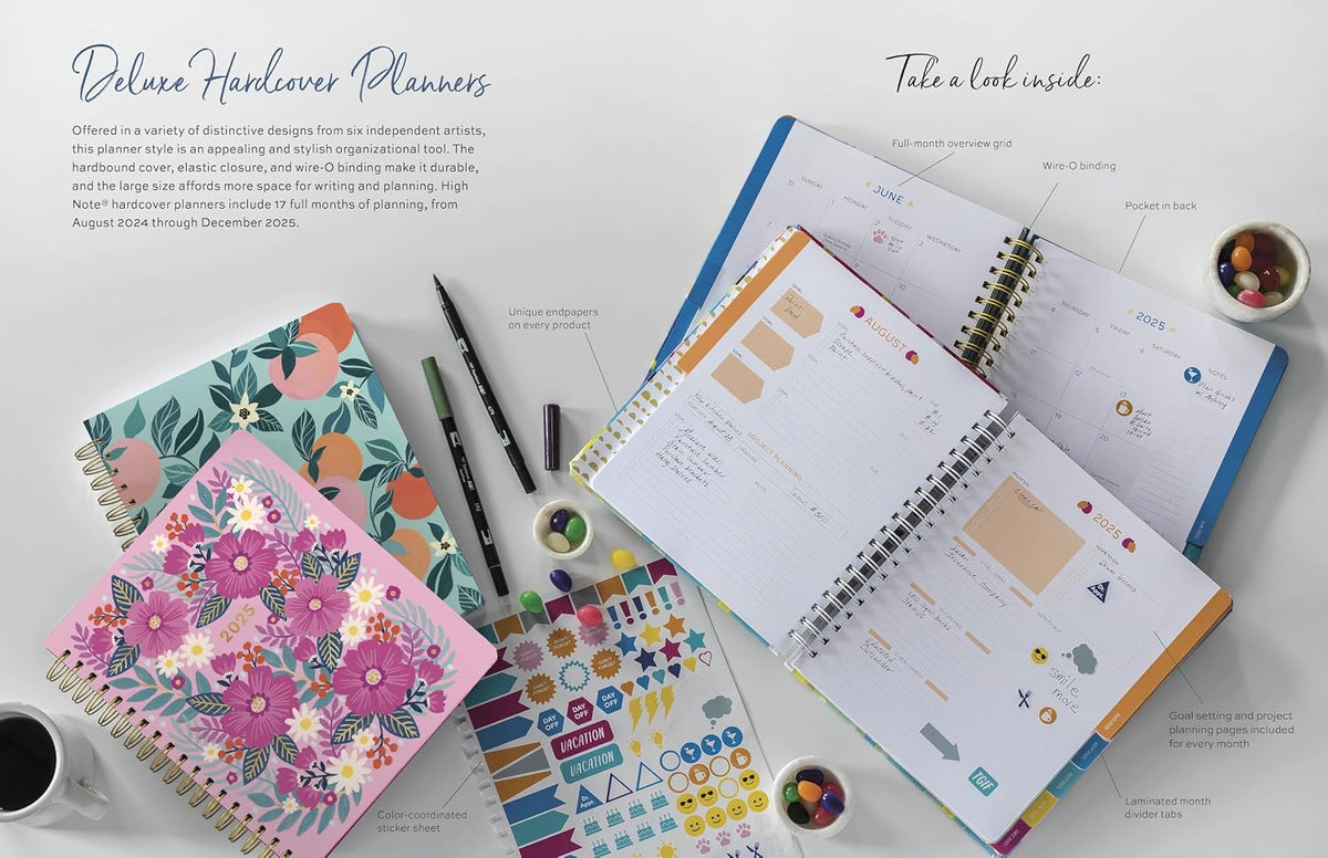 High Note 2025 Planner, 17-Month Weekly & Monthly Hardcover Planner: Augu...
