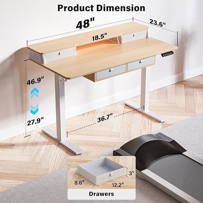 Kingant 48 x 24 Inch Electric Standing Desk - Image 2