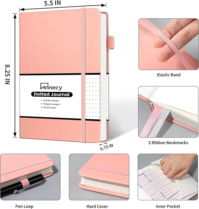Annecy Numbered Bullet Dotted Journal Notebook, Medium 5.5x 8.25, 160 Pages - Image 2