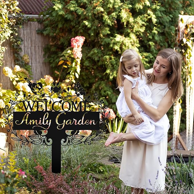 Custom Metal Garden Sign | Customized Butterfly Bird Garden Name Sign | - Image 4