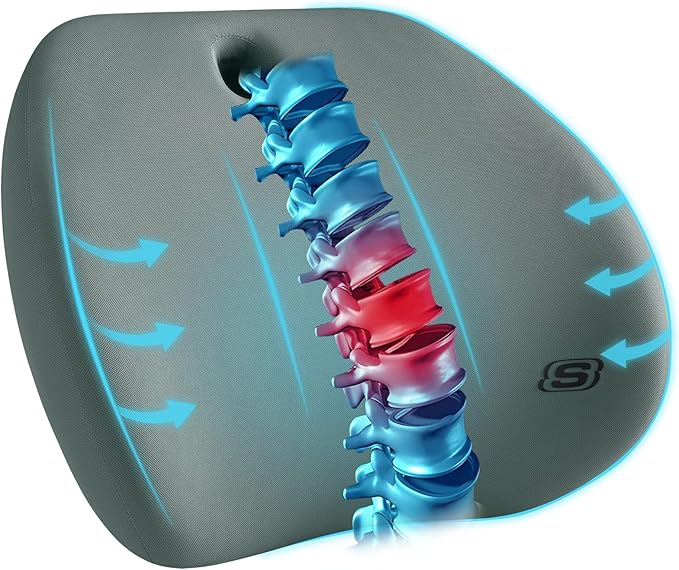 Skechers Lumbar Support Pillow for Office Chair, Memory Foam Lumbar Pillow by Skechers
