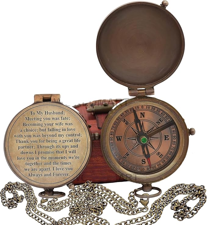 Engraved Compass, Gift for Husband, Anniversary, Wedding Gift for Him, Long by MedievalReplicas