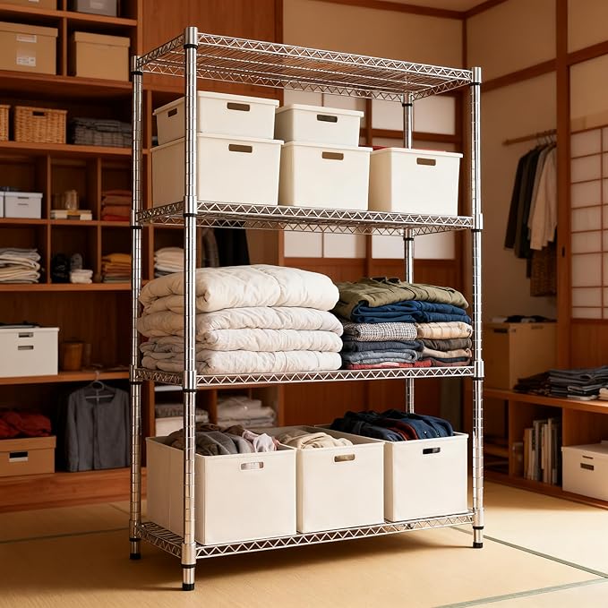 M MZG 4 Tiers Shelf Metal Storage Shelves 2640 lbs Steel Storage Shelving - Image 5