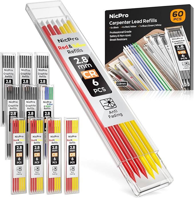 Nicpro 60 PCS Carpenter Pencil Refills by Nicpro