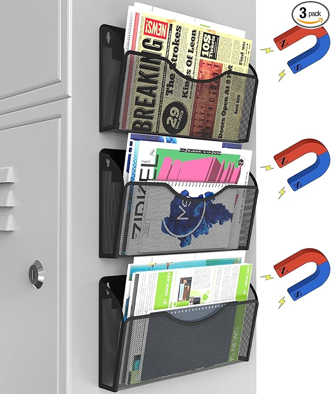 KZWKRG Magnetic File Holder 3PCS Wall File Folder Organizer, No Drilling by Unknown