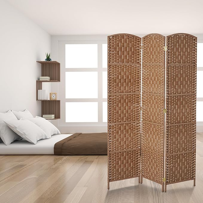 HOMCOM Room Divider, 3 Panel Folding Privacy Screen, 6FT Tall Portable Wicker - Image 6