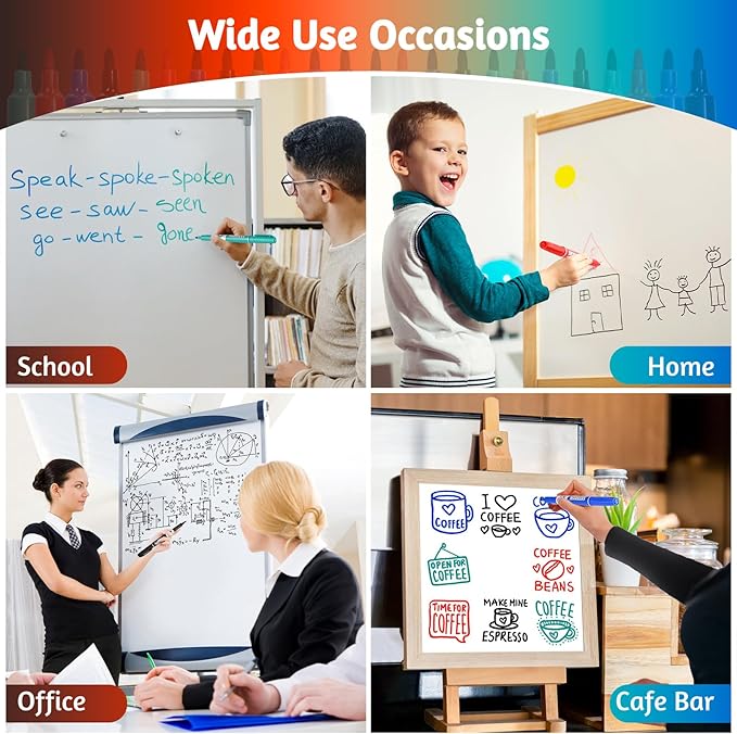 SUQJOY Dry Erase Markers, Bullet Tip Whiteboard Markers, Low Odor Thick Dry - Image 5
