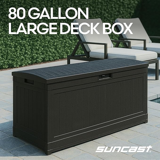 Suncast 80-Gal. Waterproof Resin Large Outdoor Patio Deck Box - Image 2