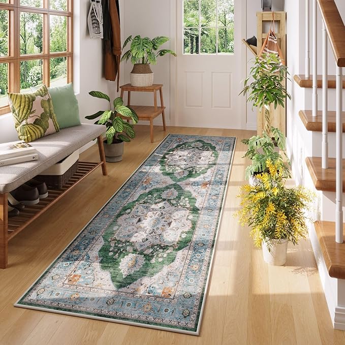 Rugcomf Vintage Medallion Kitchen Rugs Non Slip Washable 2'7"x8' - Image 2